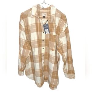 Universal Thread Men's Camel Brown and Cream Plaid Flannel